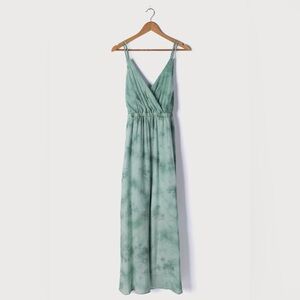 Lost in Paradise Sage Green Tie-Dye Strappy Maxi Dress
